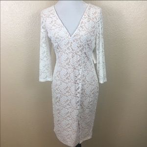 White Venus 3/4 sleeve dress. Perfect for bridal